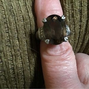 Judith Ripka Sterling Silver Sz. 7.5 Chocolate Stone Ring